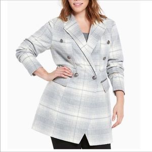 TORRID Gray Plaid Wool Midi Coat